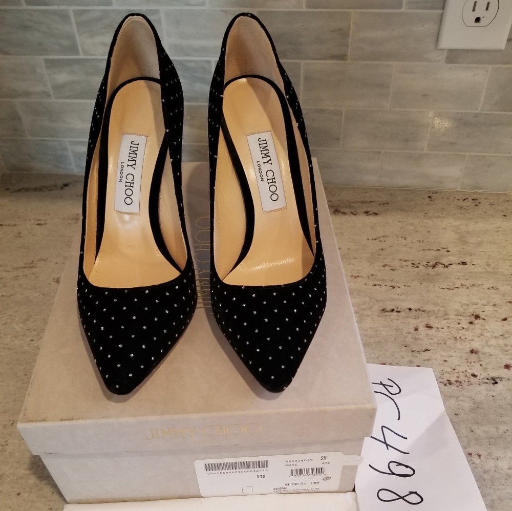 SOLD Jimmy Choo Romy 100 velvet rhinestones heels - Picture 4 of 8